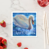 Serviette En Papier Peinture d'aquarelle de cygne blanc, sauvagine, oi (En situation)