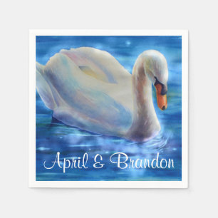 Serviette En Papier Peinture d'aquarelle de cygne blanc, sauvagine, oi