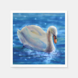 Serviette En Papier Peinture d'aquarelle de cygne blanc, sauvagine, oi