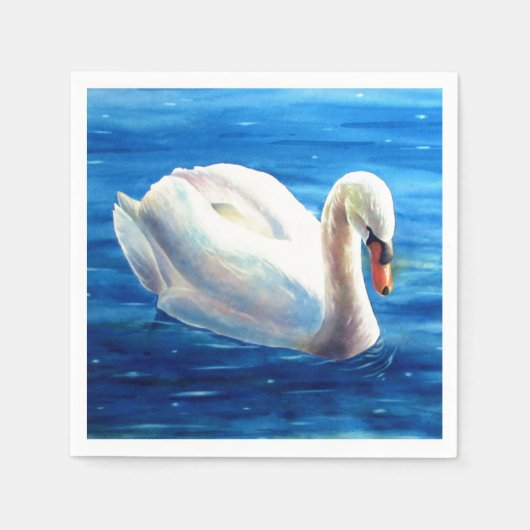 Serviette En Papier Peinture d'aquarelle de cygne blanc, sauvagine, oi (Devant)