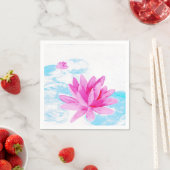 Serviette En Papier Peinture d'aquarelle rose Lotus (En situation)