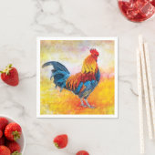 Serviette En Papier Peinture d'Art numérique de coq coloré (En situation)