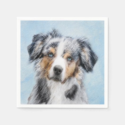 Serviette En Papier Peinture de berger américaine miniature - Chien Ar (Devant)