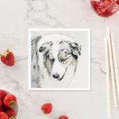 Serviette En Papier Peinture de berger australien - Art original de ch (En situation)