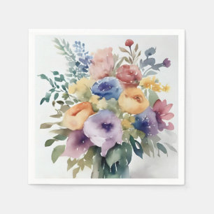 Serviette En Papier Peinture de bouquet floral à l'aquarelle