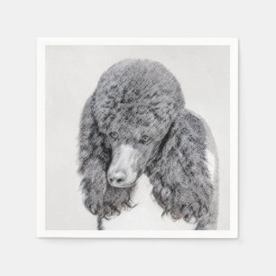 Serviette En Papier Peinture de Caniche Standard Noir Parti - Art Cani