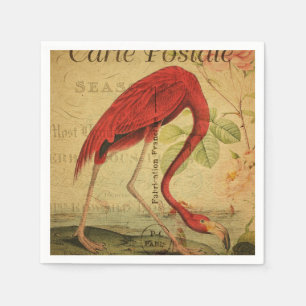 Serviette En Papier Peinture de Carte Postale Vintage Flamingo