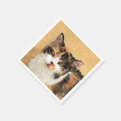 Serviette En Papier Peinture de chat Calico - Cute Original Cat Art (Coin)
