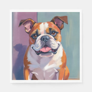 Serviette En Papier Peinture de chien Bulldog fantaisiste aquarelle