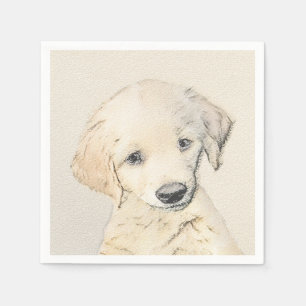Serviette En Papier Peinture de chiot d'or Retriever - Art de chien or