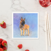 Serviette En Papier Peinture de chiot malinois - Mechelaar (En situation)