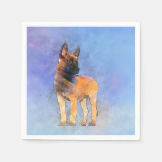 Serviette En Papier Peinture de chiot malinois - Mechelaar (Devant)