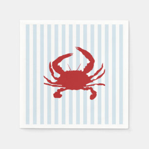 Serviette En Papier Peinture de crabe rouge rayure nautique
