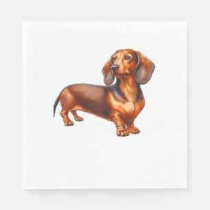 Serviette En Papier Peinture de Dachshund - Peinture d'aquarelle de ch