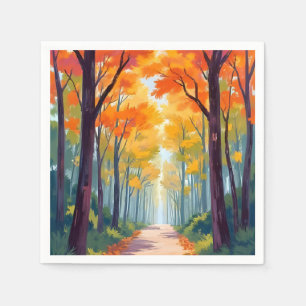 Serviette En Papier Peinture de feuillage d'automne de chemin d'automn