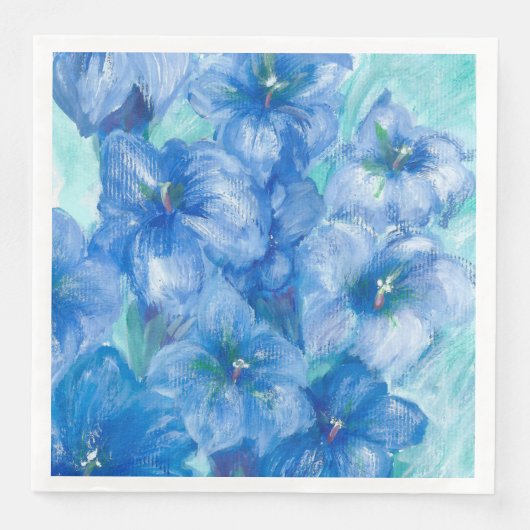Serviette En Papier Peinture de fleurs gentiennes bleues (Devant)
