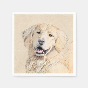 Serviette En Papier Peinture de Golden Retriever - Art de chien origin