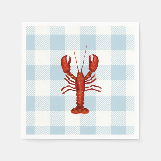 Serviette En Papier Peinture de homard bleu marine En vichy littoral (Devant)
