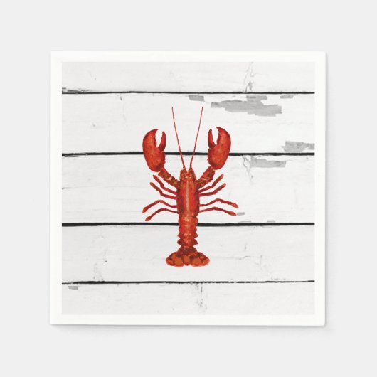 Serviette En Papier Peinture de homard Nautique Shiplap Côtier (Devant)