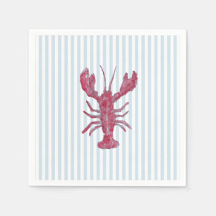 Serviette En Papier Peinture de homard rayure bleue nautique Côtière