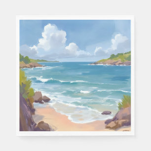 Serviette En Papier Peinture de la baie de l'océan de la plage de Cape