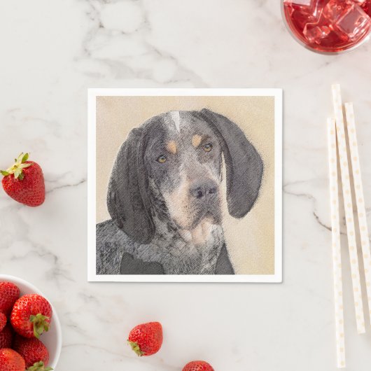 Serviette En Papier Peinture de linge bluetick - mignon chien original (En situation)