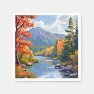 Serviette En Papier Peinture de paysage d'automne de Nouvelle-Angleter