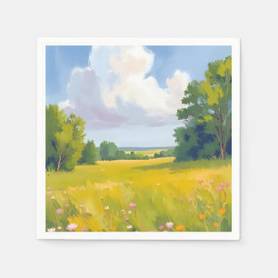 Serviette En Papier Peinture de paysage de nature de prairie verte lux