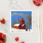 Serviette En Papier Peinture de phare rouge - Art original (En situation)