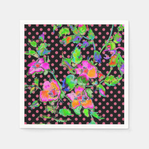 Serviette En Papier Peinture de rose à l'aquarelle rose violet   pois