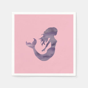 Serviette En Papier Peinture de sirène en silhouette violette