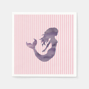 Serviette En Papier Peinture de sirène en silhouette violette