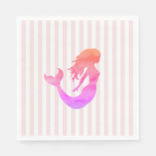 Serviette En Papier Peinture de sirène Pink Stripe Pastel