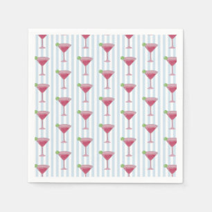 Serviette En Papier Peinture de verre à Martini Rayure Bleue Nautique
