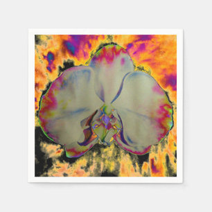 Serviette En Papier Peinture d'orchidée aquarelle abstraite boho éléga