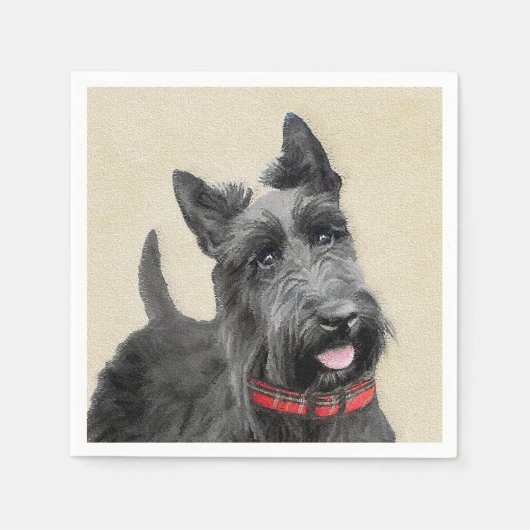 Serviette En Papier Peinture écossaise Terrier - Cute Original Chien A (Devant)