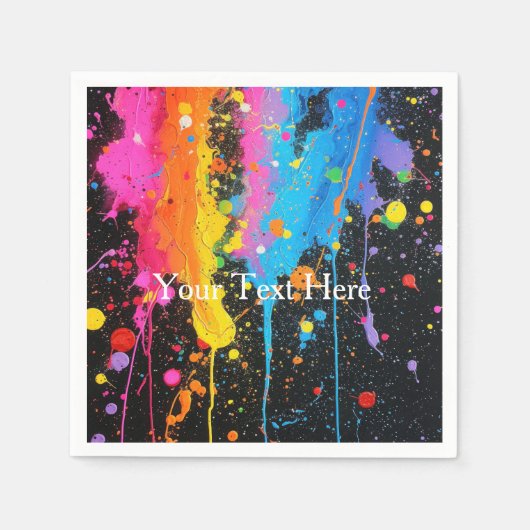 Serviette En Papier Peinture en néon coloré Splatter Customisé (Devant)