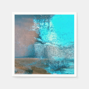 Serviette En Papier Peinture et rouille texturées turquoise Abstrait