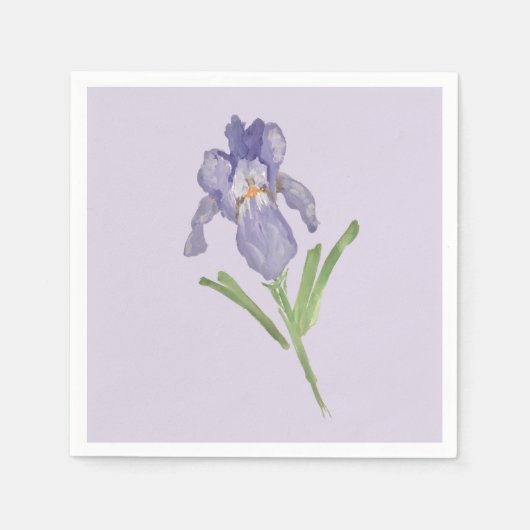 Serviette En Papier Peinture Fleur Iris Violet (Devant)