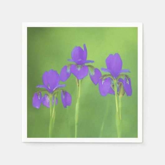 Serviette En Papier Peinture Iris Violet - Art Fleur Originale (Devant)