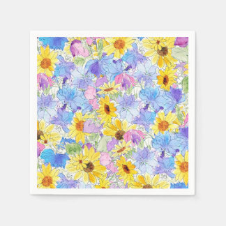 Serviette En Papier peinture jaune bleu violet