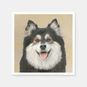 Serviette En Papier Peinture Lapphund Finlandaise - Joli art original 