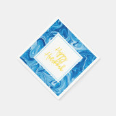 Serviette En Papier Peinture marbrée Bleu Joyeux Hanoukka Jaune (Coin)