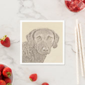 Serviette En Papier Peinture originale de chien par Retriever de Chesa (En situation)