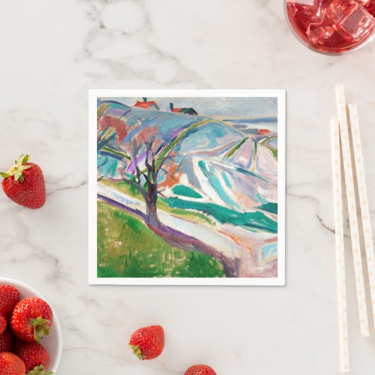 Serviette En Papier Peinture paysagère Edward Munch Art expressionnist (En situation)