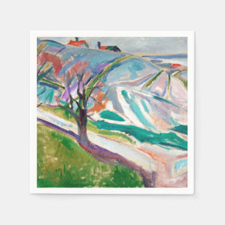 Serviette En Papier Peinture paysagère Edward Munch Art expressionnist