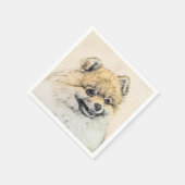 Serviette En Papier Peinture Poméranienne (orange) - Art Chien origina (Coin)