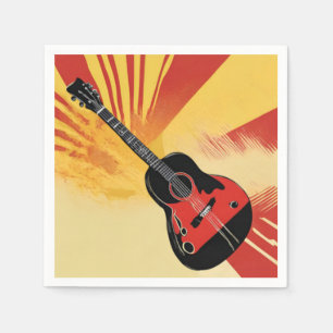 Serviette En Papier Peinture Pop Art Guitare Illustration Vintage Retr