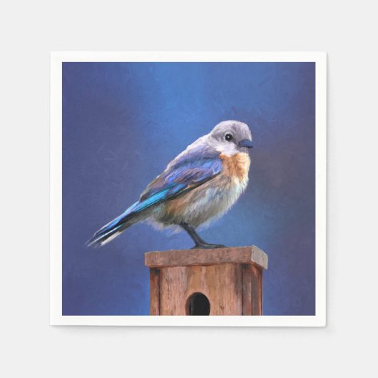 Serviette En Papier Peinture pour oiseaux bleus (femelle) - Art origin (Devant)