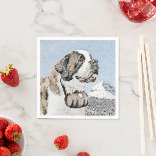 Serviette En Papier Peinture Saint Bernard - Cute Original Chien Art (En situation)